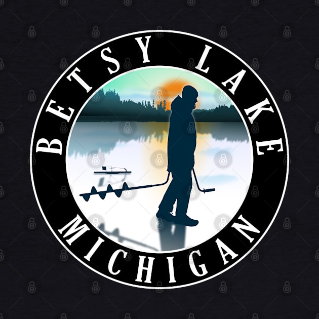 Betsy Lake Ice Fishing Michigan Sunset by BirdsEyeWorks